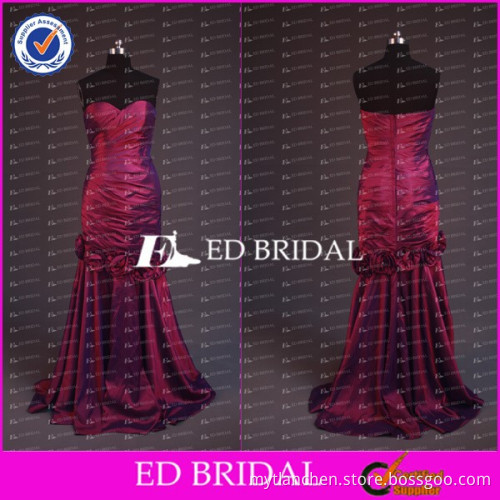 CE634 Sweetheart Strapless Backless Sheath Dark Red Taffeta Evening Dress 2015